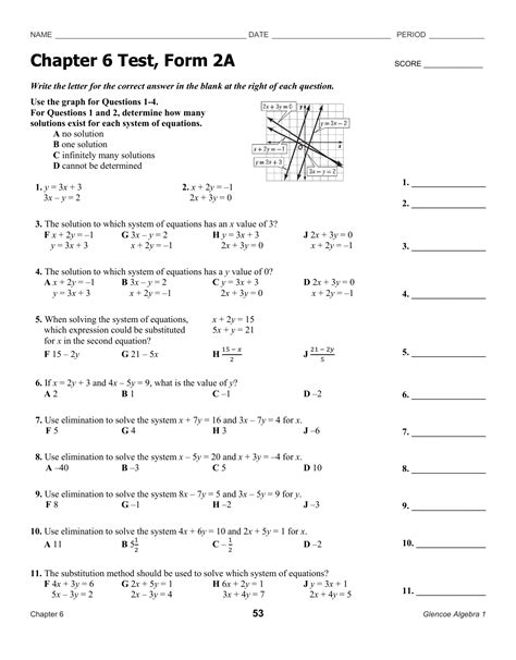 Chapter 6 Test Algebra 1 Gaeldelarosa