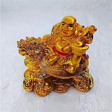 Fengshui Lucky Charms Laughing Buddha Money Buddha Sitting On Dragon