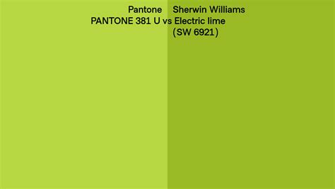 Pantone 381 U Vs Sherwin Williams Electric Lime Sw 6921 Side By Side