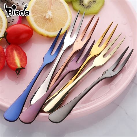 2 Pcs Fruit Fork Luxury Stainless Steel Gold Cake Dessert Forks Lovely