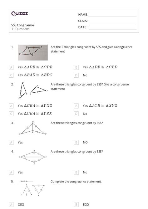 50 Congruence Worksheets For 11th Class On Quizizz Free Printable