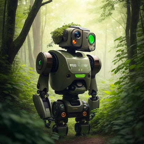 Premium Photo Robot Exploring Nature