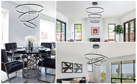 Xgzl Lighting Rings D Modern Led Chandelier Black Dimmable