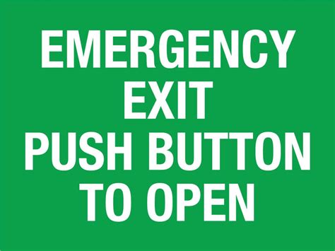 Emergency Exit Push Button To Open Sign New Signs