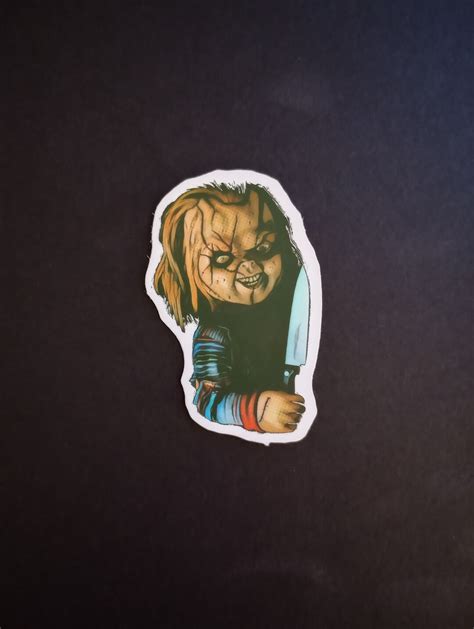 Childs Play Chucky Holding Knife Sticker Etsy