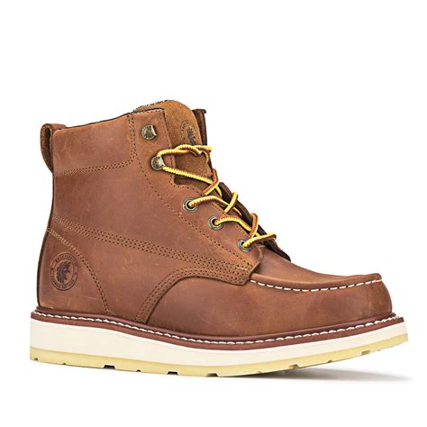 ROCKROOSTER Edgewood Men's 6 inch Brown soft toe wedge work boots AP83– Rock Rooster Footwear Inc