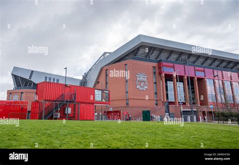 Anfield Stadium Pictured Over An Area Of Grass In March The Home