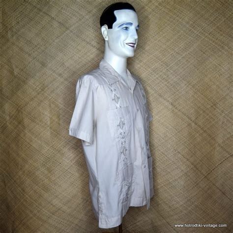 Vintage The Romani Collection Mens Guayabera Beige Shirt Hrtv