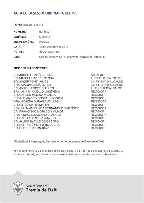 PDF ACTA DE LA SESSIÓ ORDINÀRIA DEL PLE ACTA DE LA SESSIÓ ORDINÀRIA