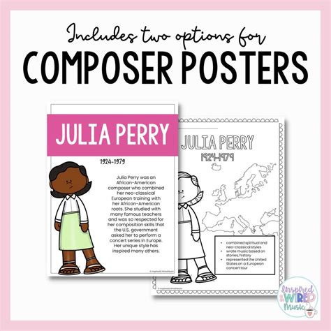 Julia Perry Poster & Music Activities | Female Composer | Black History ...