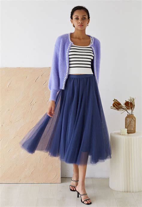 Jupe Longue En Tulle My Secret Garden En Bleu Poussi Reux Retro