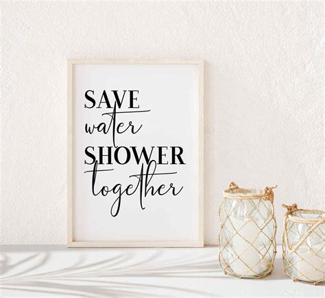 Bathroom Print Save Water Shower Together Poster Print Funny Etsy