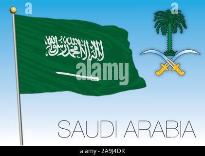 Arabia Saudita El Escudo Y La Bandera S Mbolos Oficiales De La Naci N