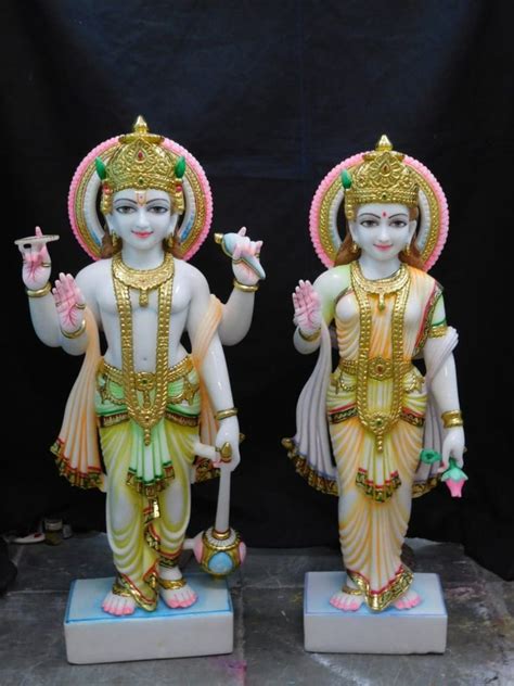 Painted Hindu Marble Laxmi Vishnu Statue For Worship At Rs 51000 In Jaipur