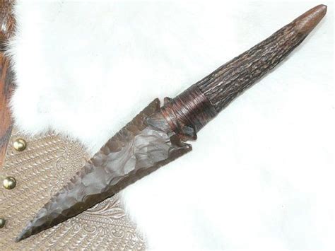 Flint Knife XLarge Flint Knapped Agate Stone Blade Arrowhead By