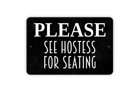 Please See Hostess For Seating Sign Restaurant Bar Event Venue Metal