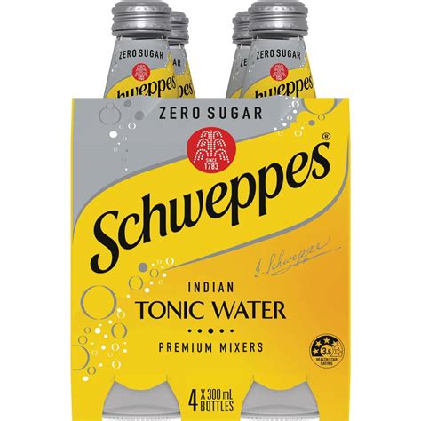 Schweppes Zero Sugar Mixers Indian Tonic Water Bottles Multipack 300ml X 4 Pack | Woolworths