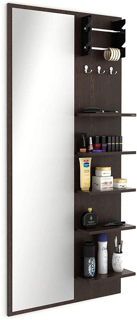 Bluewud Freddie Dressing Table With Shelves Mirror And Hanging Hooks Wenge Amazo Dressing