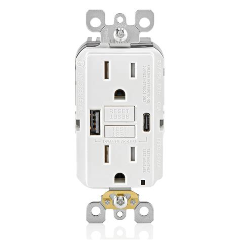 Leviton Guac1 W 15a Smartlock Pro Self Test Gfci Receptacle With 24w 48a Usb Type Atype C In