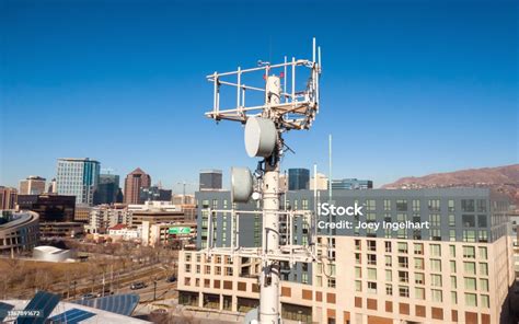 5g Cell Towers In A Downtown Setting Stock Photo - Download Image Now ...