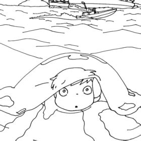 Ponyo Coloring Pages Sketch Coloring Page