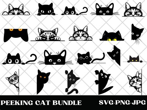 Peeking Cat Svg Png Eps Clipart Peeking Kitten Silhouette Peeking