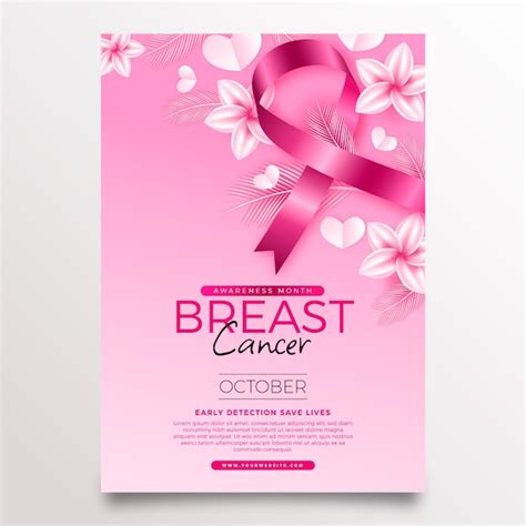 Free Vector Breast Cancer Awareness Month Realistic Poster