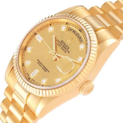 Rolex President Day Date Yellow Gold Diamond Dial Mens Watch 118238 Box Papers At 1stdibs