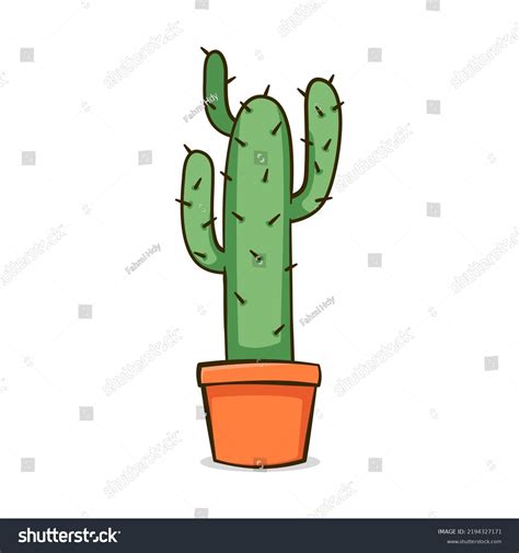 Vector Graphic Illustration Cute Green Cactus Stock Vector Royalty