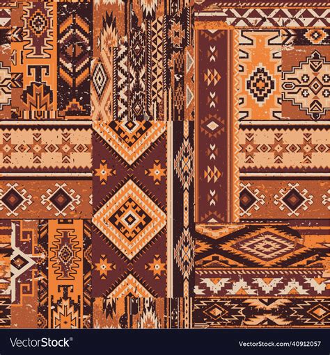 Native American Traditional Fabric Patchwork Vector Image