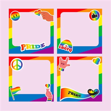 Premium Vector Pride Frame Lgbt Symbols Love Heart Flag In Rainbow Colours Gay Lesbian Parade