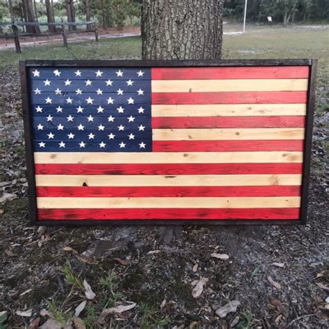 Wooden Burnt American Flag Rustic American Flag Scorched Etsy