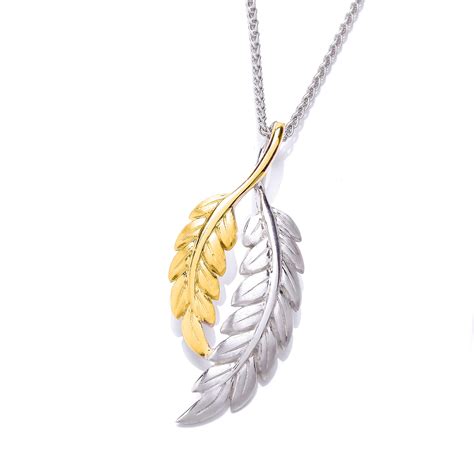 Silver And Yellow Gold Feather Pendant Without Chain Cavendish French