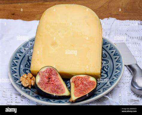 Cheese Collection Old Dutch Cheese With Holes Made In The Netherlands Close Up Served With