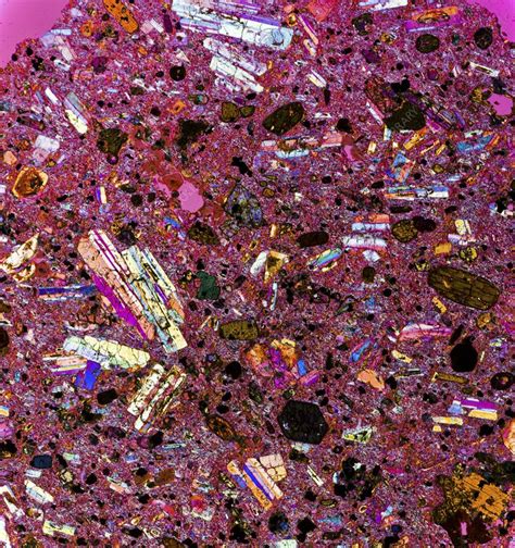 Rock Mineral Crystals Polarised Lm Stock Image C Science