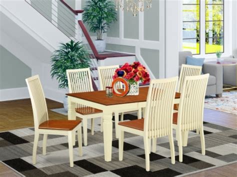 East West Furniture Weston 7 Piece Wood Dining Table And Chair Set In