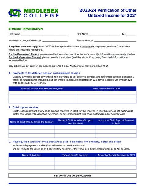 Fillable Online Verification Of Other Untaxed Income For