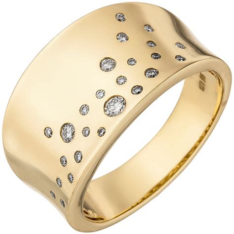 Sigo Damen Ring Breit Gold Gelbgold Diamanten Brillanten