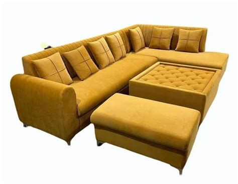 Wooden Rexin Seater L Shape Sofa Set With Lounger At Rs Set In