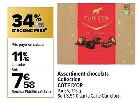 Promo Assortiment Chocolats Collection Côte D or chez Carrefour Market