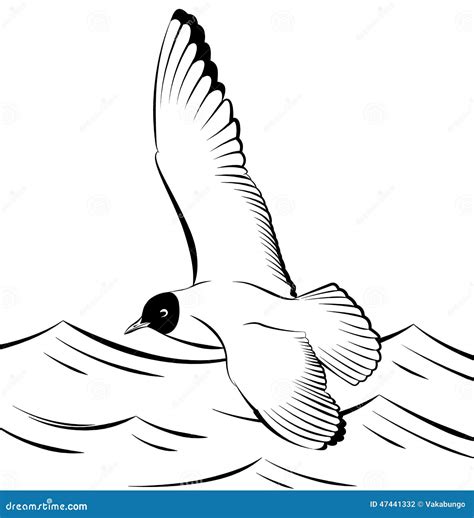 Seagull Flying Vector Sketch Isolated On White Background Hand Drawn