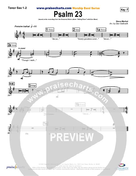 Psalm 23 Tenor Sax Sheet Music Pdf Don Moen Praisecharts