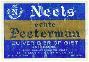 Dranketiket Neels Echte Peeterman Brouwerij Hoegaarden Inbev