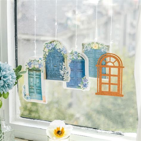 Journamm 15pcs Pack Flowers Window Series Materials Paper Decor Junk