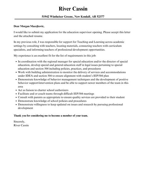 Supervisor Cover Letter Examples Expert Tips Free Off