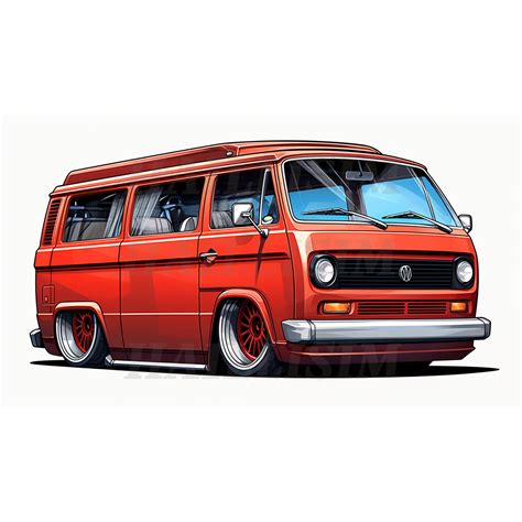 Vw Van Westfalia Custom Camper Digital Illustration Art Png Transparent