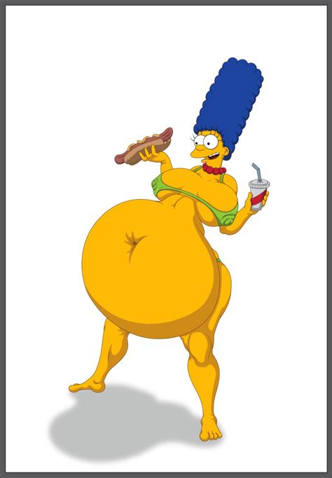 Rule 34 Belly Big Belly Big Breasts Bikini Chubby Chubby Female Food Large Belly Marge Simpson