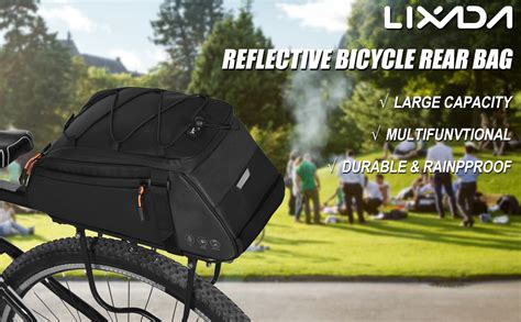 Lixada 10l Reflective Bicycle Rear Rack Bag 4 In 1