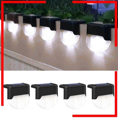 4pcs Led Solar Deck Light Waterproof Outdoor Step Fence Lamps For Patio Garden Pathway Yard