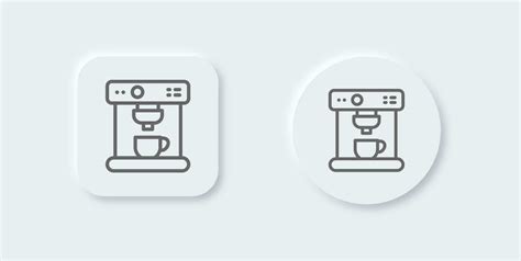 Coffee Machine Line Icon In Neomorphic Design Style Coffeemaker Signs